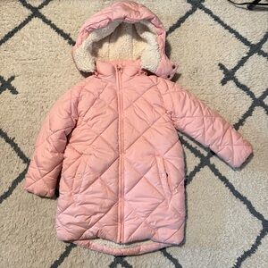 Pink Quilted Puffer Hooded Coat